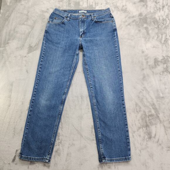 Vintage 90s Lee Riders Jeans Womens 12 Blue Relaxed Fit High Rise Straight Mom - Picture 1 of 14